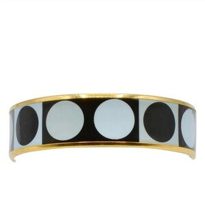 Authentic Hermes Deco Dot Enamel and Gold Plated Bangle Bracelet.